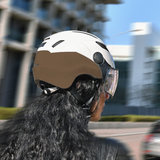 CP Chimayo+ wit-bruin magic - fietshelm met licht -achter