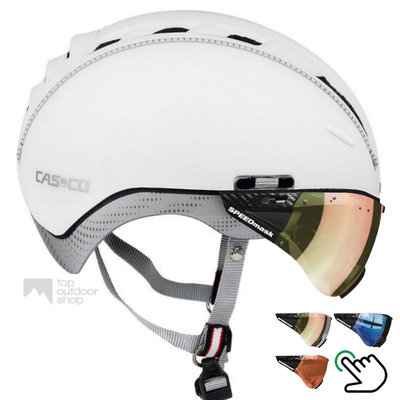 Casco Roadster Wit e bike helm + carbonic multilayer vizier (keus uit 3) - Gratis montage!