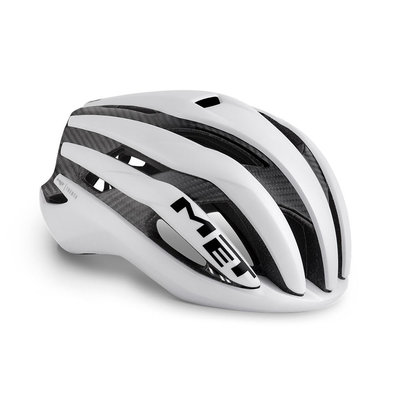 MET Trenta 3K carbon wit racefiets helm - slechts 215 gram! - kan ook met verlichting