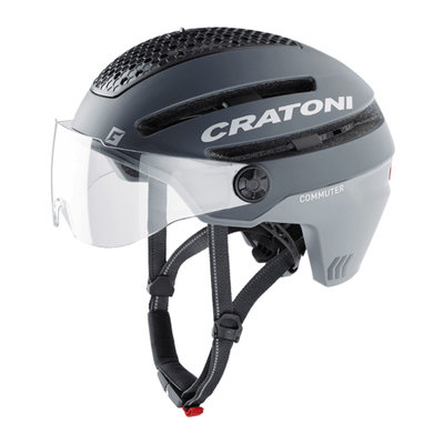 Cratoni Commuter grey mat - Pedelec Helmet with Visor, led licht & Reflectors