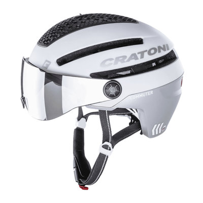 Cratoni Commuter white mat - Pedelec Helm with visor, led light & Reflectors