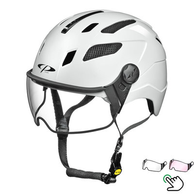 CP Chimayo+ white - Trendy pedelec helmet / E-bike helmet - Choose your Visor - Clear or Vario