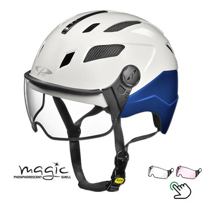 CP Chimayo+ blue-white - Pedelec helmet / e-bike helmet fluorescent in the dark! - Choice your visor