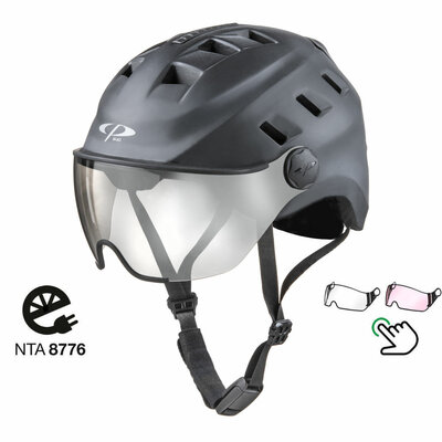 CP Chimo Black - Speed Pedelec Helmet / E-bike helmet with lighting - Choose from 2 visor types