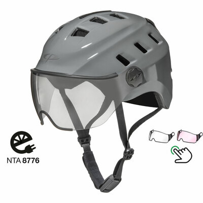 CP Chimo Grey - Speed Pedelec Helmet / E-bike helmet with lighting - Choose from 2 visor types