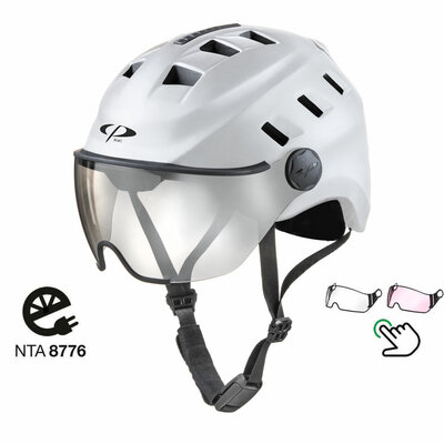 CP Chimo White - Speed Pedelec Helmet / E-bike helmet with lighting - Choose from 2 visor types