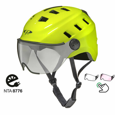 CP Chimo Fluo Yellow - Speed Pedelec Helmet / E-bike helmet with lighting - Choose from 2 visor types