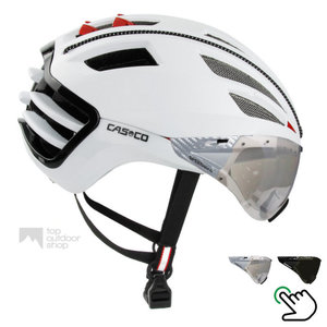 casco speedairo wit race fiets helm met vizier carbonic 04.5016.U of 04.5015